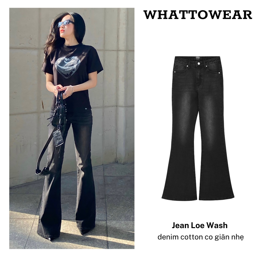 Quần jeans loe VINTAGE wash bạc Xám nhạt/ Xám đậm