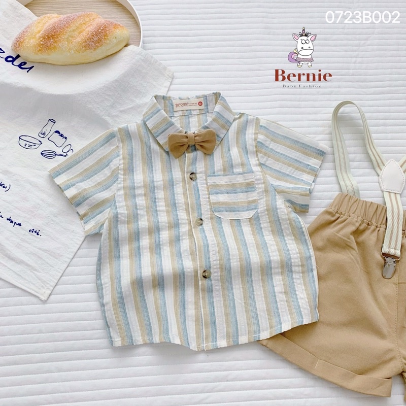 Set sơ mi công tử 4 chi tiết kèm đai bé trai Bernie từ 9-23kg - Bộ bé trai Hàn Quốc đi chơi đi học - 0723B002