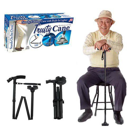 Gậy Người Già Gấp Gọn Trusty Cane Chống Trượt Có Đèn Pin. ssr