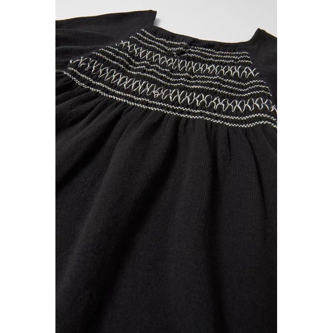 Váy len ZARA bé gái đen trắng size 9m - 5y