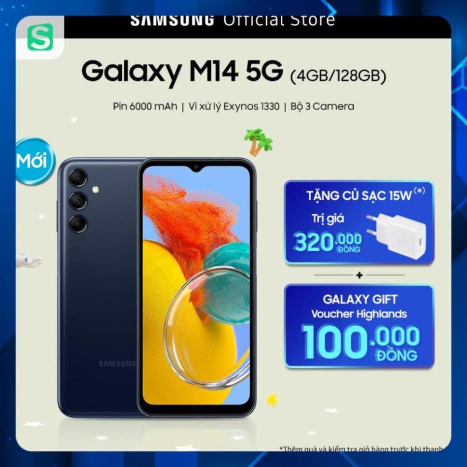 Điện thoại Samsung Galaxy M14 5G  Chính hãng SSVN tặng kèm sạc và ốp