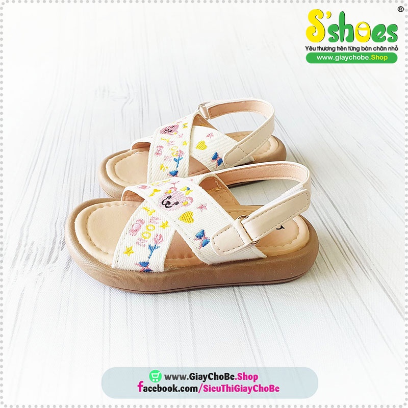 Sandan quai chéo thêu gấu 4235