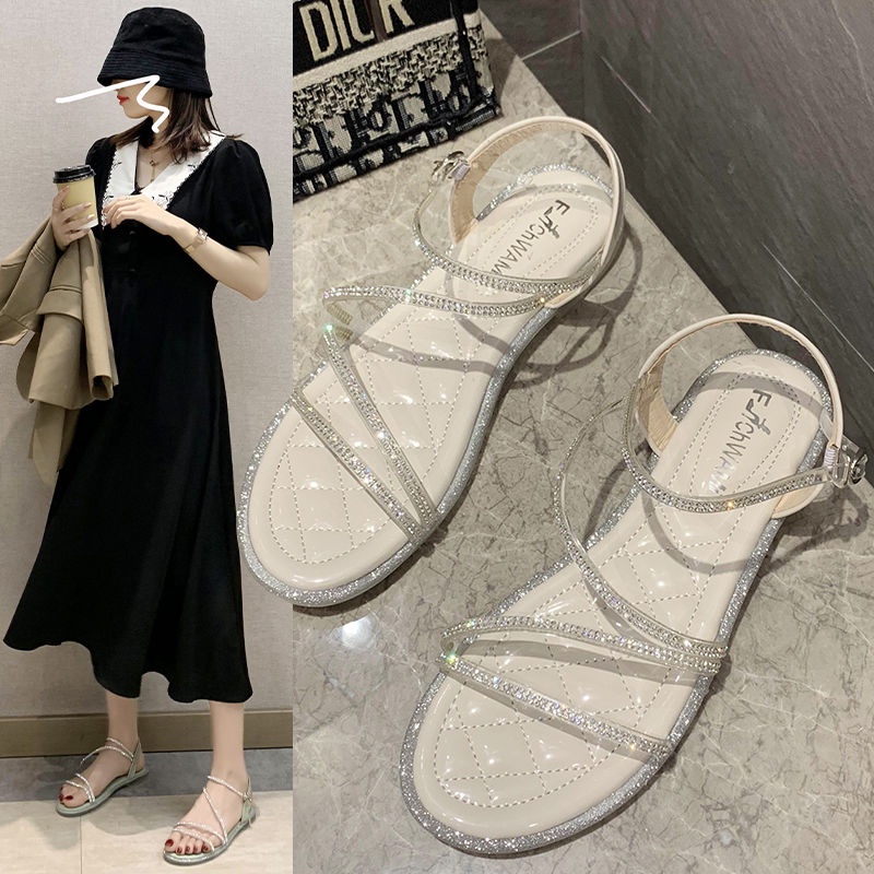 Giày Sandal Đính Đá Phong Cách Hàn Quốc Mới 2022 Cho Nữ