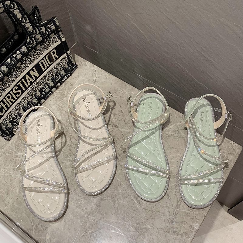 Giày Sandal Đính Đá Phong Cách Hàn Quốc Mới 2022 Cho Nữ