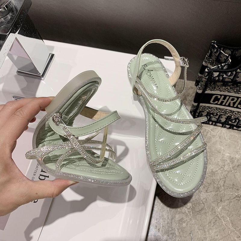 Giày Sandal Đính Đá Phong Cách Hàn Quốc Mới 2022 Cho Nữ