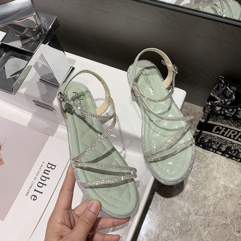 Giày Sandal Đính Đá Phong Cách Hàn Quốc Mới 2022 Cho Nữ