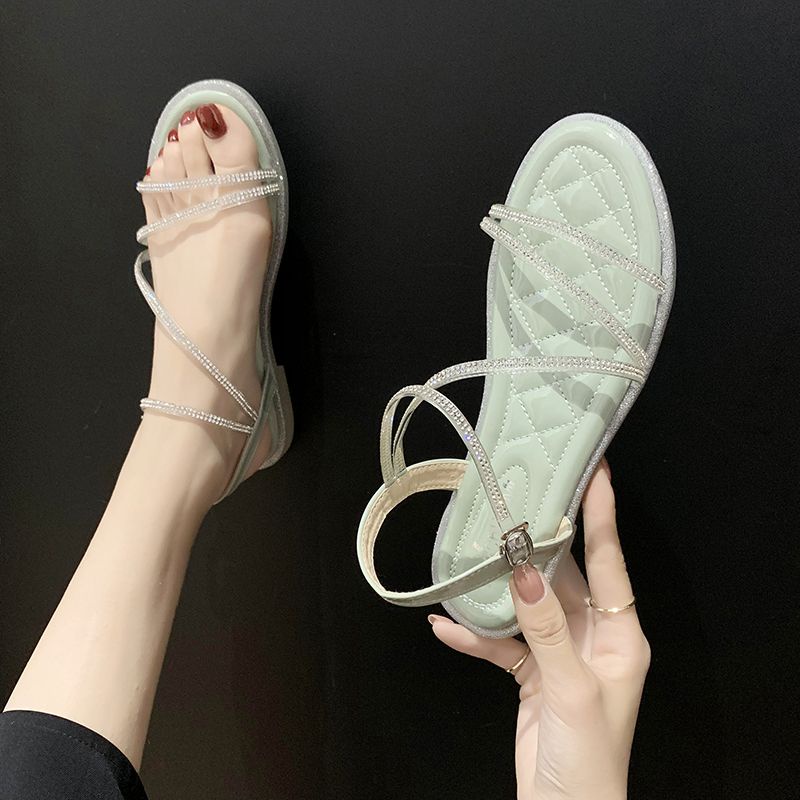Giày Sandal Đính Đá Phong Cách Hàn Quốc Mới 2022 Cho Nữ