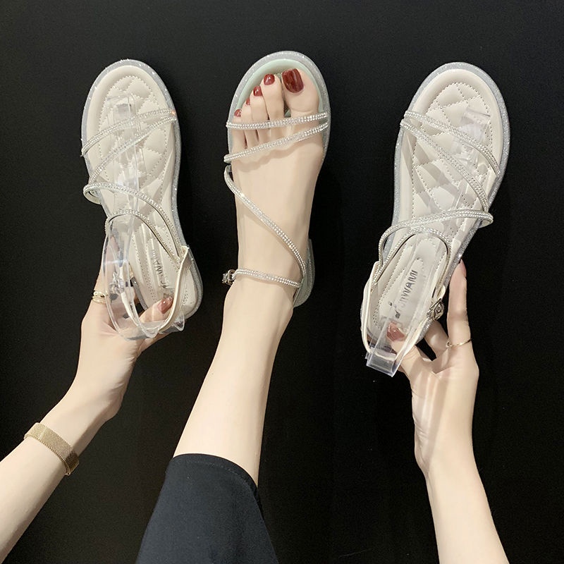 Giày Sandal Đính Đá Phong Cách Hàn Quốc Mới 2022 Cho Nữ