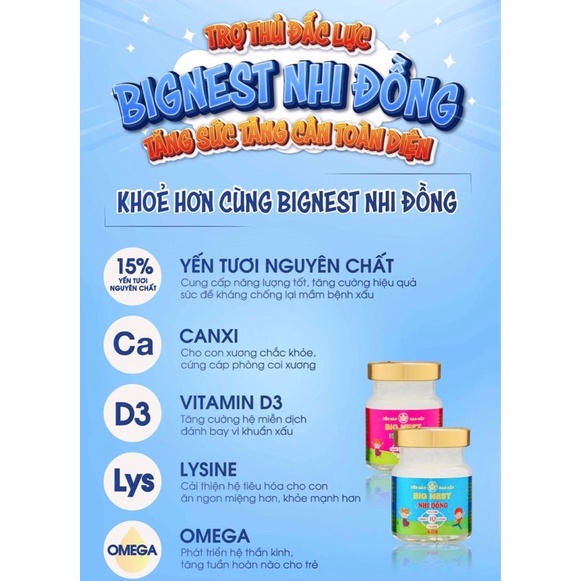 YẾN SÀO NHI ĐỒNG BIGNEST HƯƠNG TỰ NHIÊN Cho Bé Từ 10 tháng