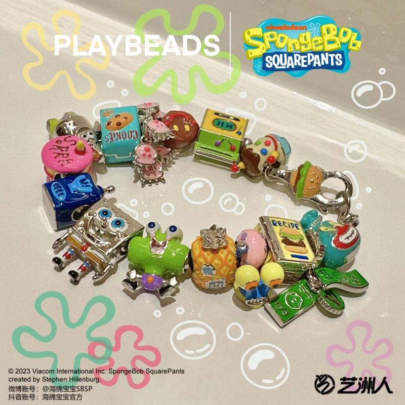 Vòng Tay Mạ Bạc 925 Xỏ Hạt Hình SpongeBob Dễ Thương