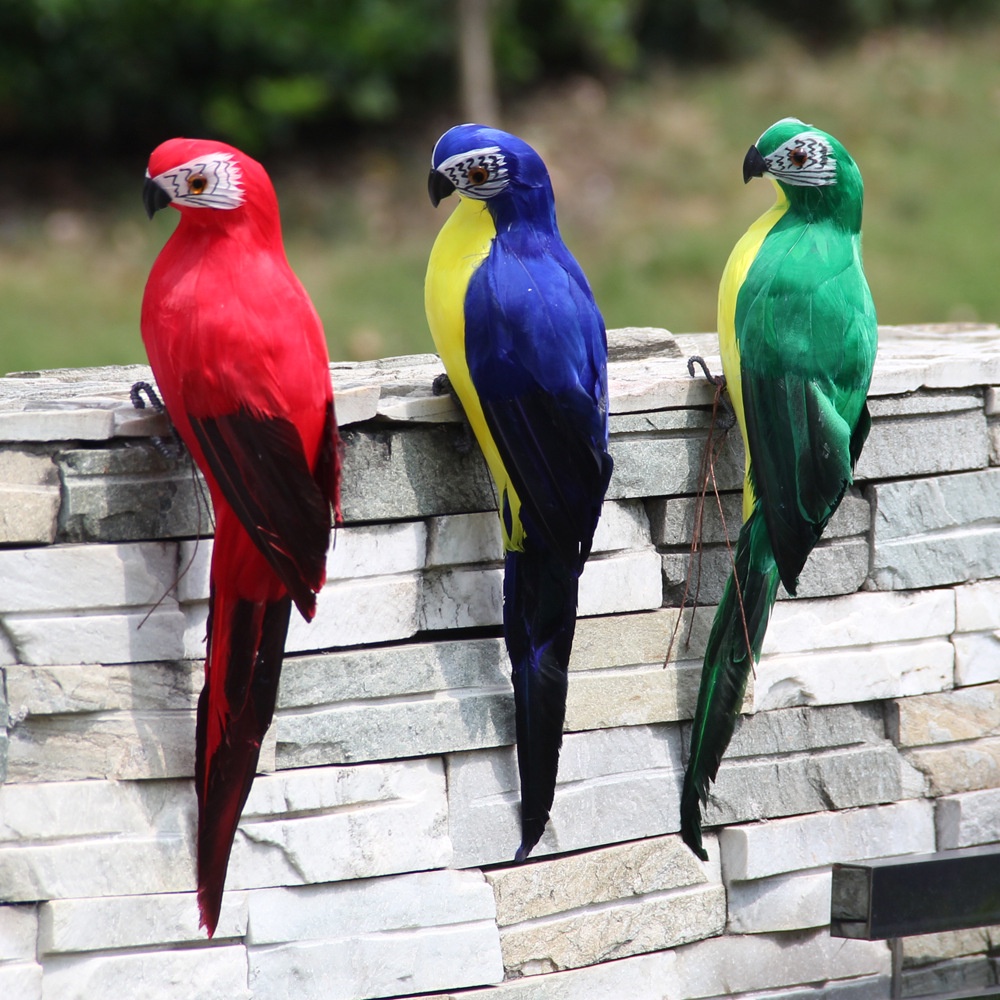 Mô phỏng vẹt macaw cửa sổ làm vườn trang trí chim bọt lông con lớn nội thất 35 CM