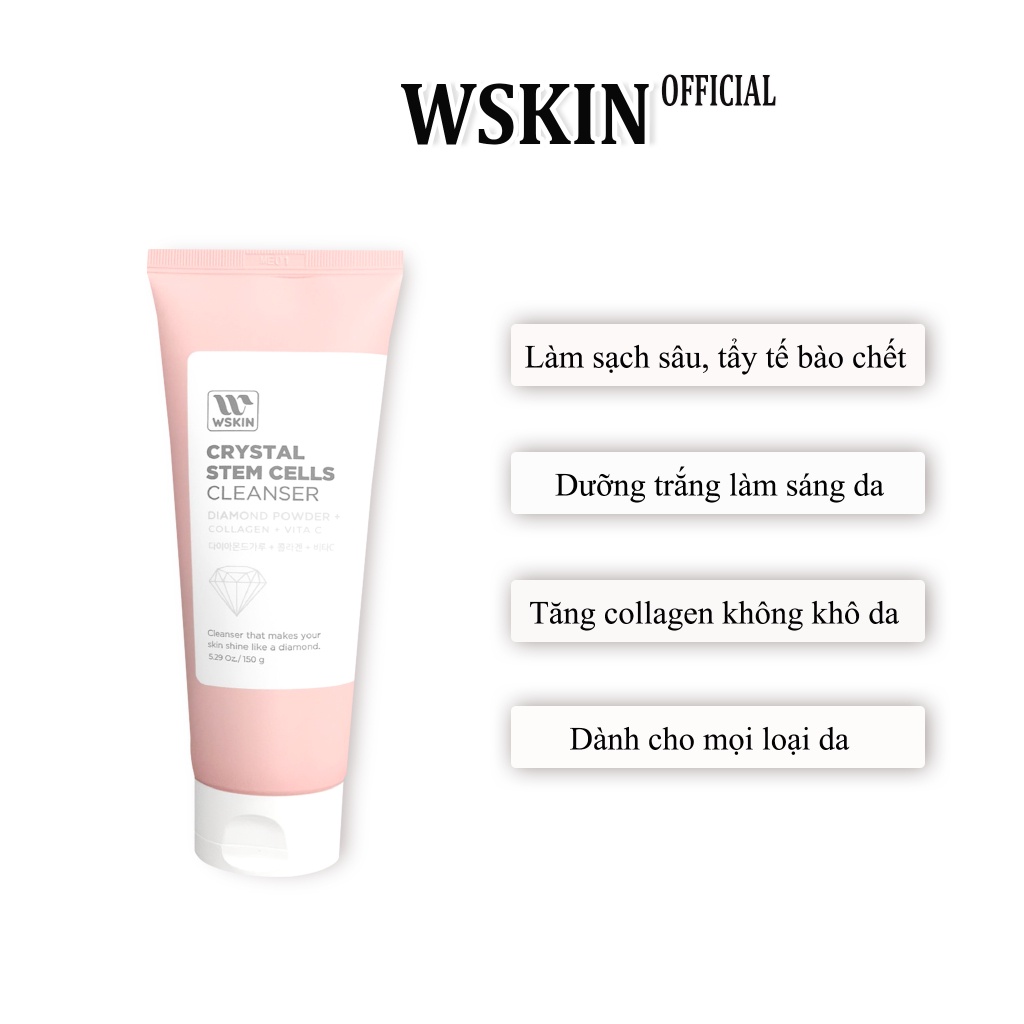 Sữa rửa mặt tế bào gốc cao cấp Wskin Crystal Stem Cells Cleansing Foam Chính hãng