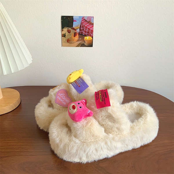 Plus Dép Lông Nhung Dày Dặn Kiểu Dáng Thời Trang Dành Cho Nữ