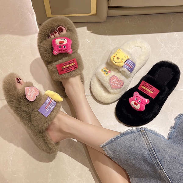 Dép Lông Đế Dày Thời Trang Thu Đông Xinh Xắn Cho Nữ