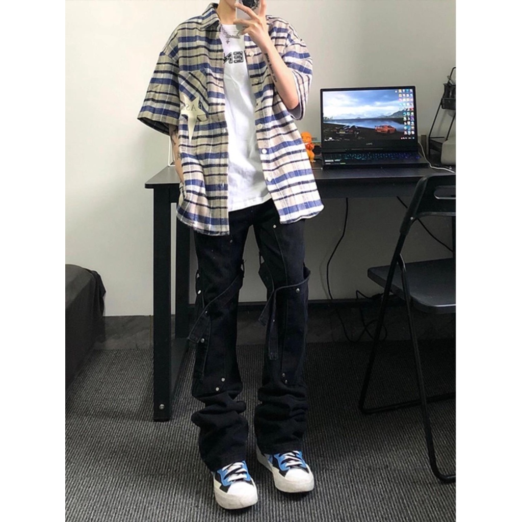 Áo Sơ Mi Tay Ngắn In Họa Tiết Nasa Phong Cách Hip Hop Thời Trang Cho Nam Và Nữ