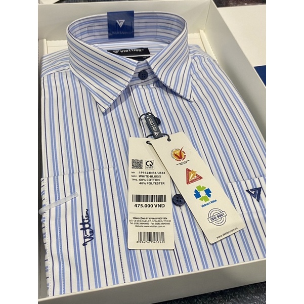 ÁO SƠ MI DÀI TAY ♥💕 FREESHIP💕♥ ÁO VIỆT TIẾN DÀI TAY LAI BẦU mẫu sọc xanh