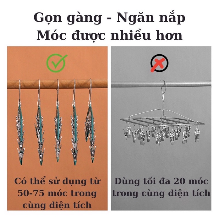 Móc Treo Quần Áo Chống Trượt Chống Gió Móc Phơi Đồ Lót Đa Năng Có Khóa Chống Rơi Bằng Thép Chắc Chắn
