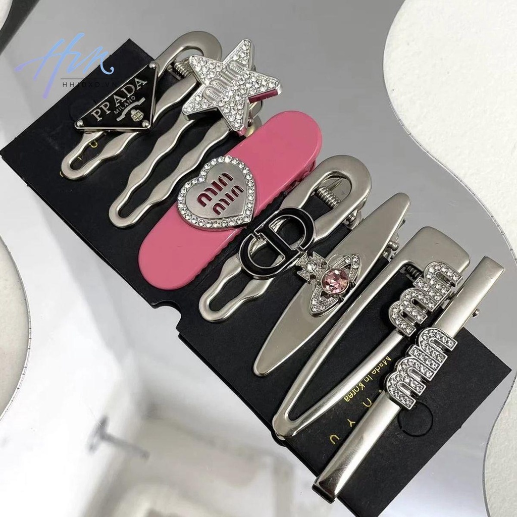 Kẹp Tóc Bảy Mảnh Đính Đá Hình Chữ Love y2k Phong Cách Thời Trang