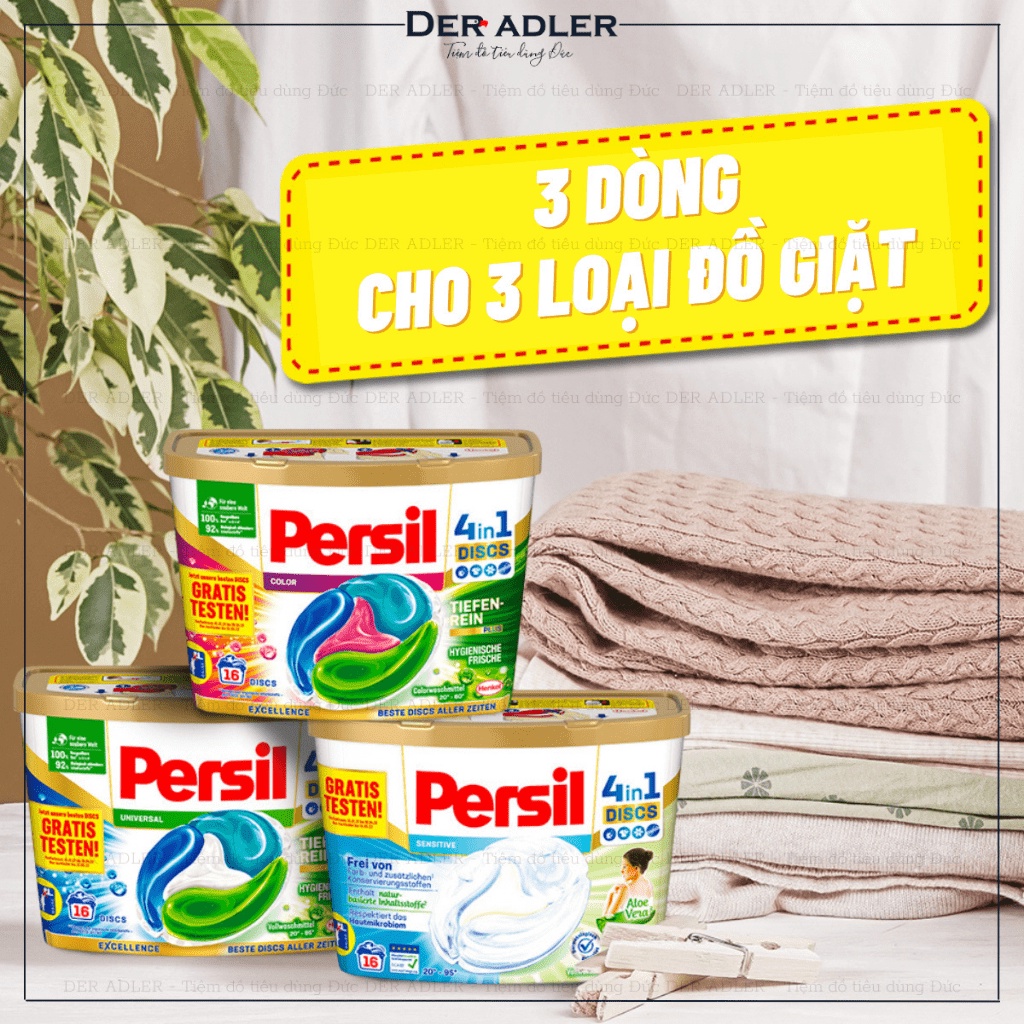 Viên giặt xả quần áo PERSIL thế hệ mới, sạch vết bẩn, bảo vệ màu sắc, cho mọi loại