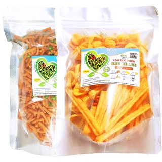 Combo 2 Túi: Bim Que Đậu Hà Lan 335GR và Bánh Thập Cẩm Tứ Quý: Khoai Tây Phô Mai Que& Vỏ Sò& Bim Bim& Đậu Hà Lan 205GR