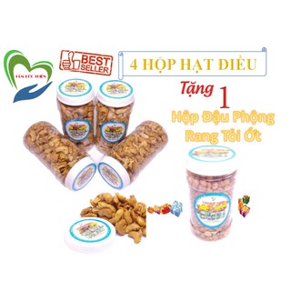 Combo 4 hũ hạt điều rang tỏi ớt tặng 1 hũ đậu phộng rang tỏi thương hiệu tâm đức thiện