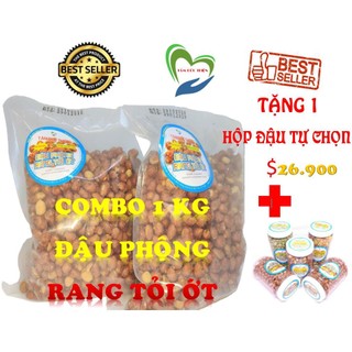 [Công Nghệ Mới-Thơm Ngon Hơn]1KG(Combo 2 Túi 500GR)Đậu Phộng Rang Tỏi Ớt Tâm Đức Thiện+ Tặng 1 Hộp Đậu Tự Chọn