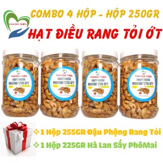 Combo 1KG Hạt Điều Rang Tỏi+Tặng kèm 1 hộp đậu phộng rang tỏi 255GR và 1 hộp hà lan sấy phô mai 225GR Tâm Đức Thiện