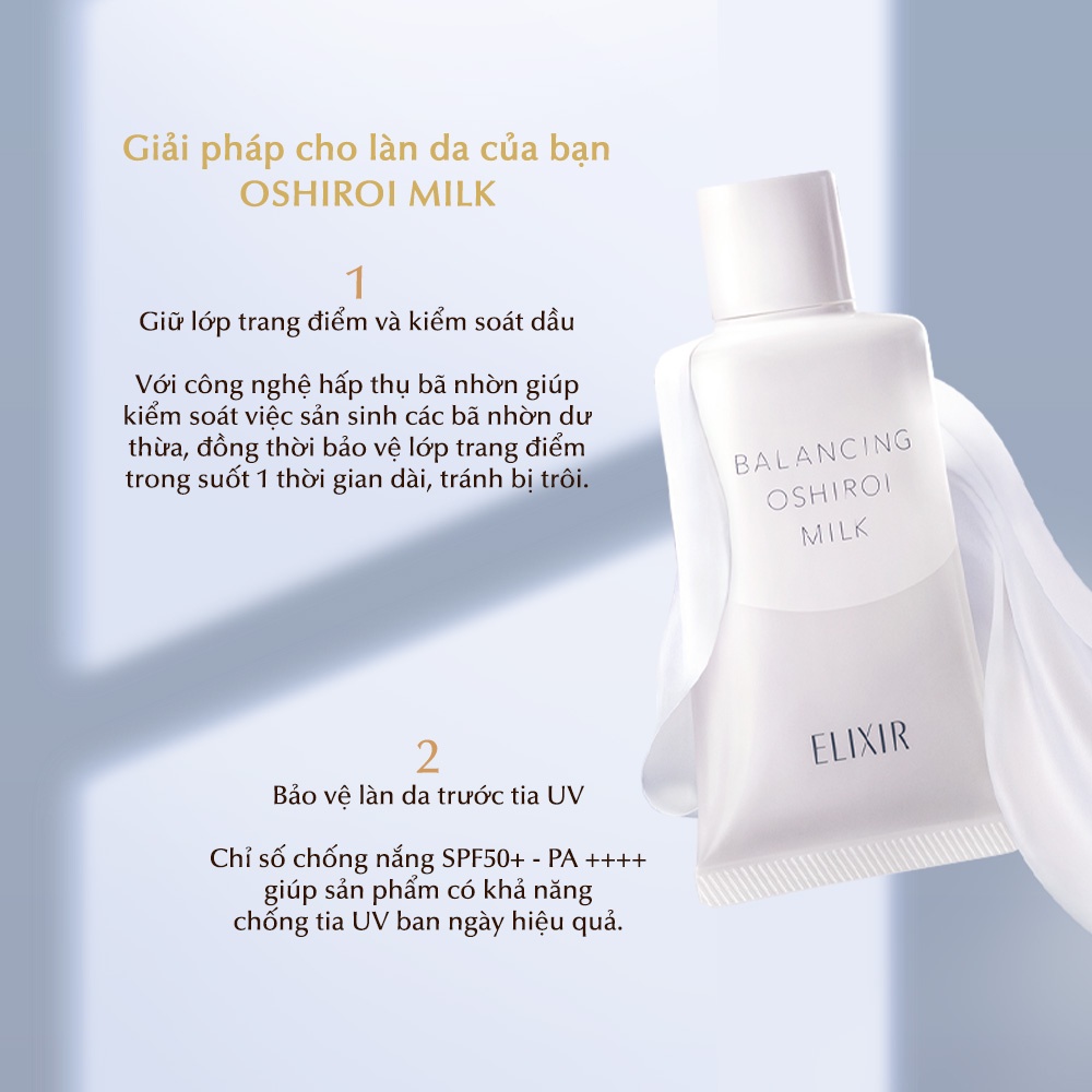 Sữa chống nắng dưỡng da nâng tông kiềm dầu Elixir Reflet Balancing Oshiroi Milk C 35g