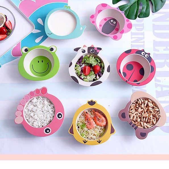 Bát ăn dặm lúa mạch cho bé hình thú dễ thương an toàn cho bé không độc hại