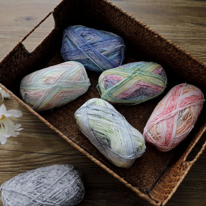 Len baby yarn loang màu cuộn 50g mềm mịn móc áo mũ cho bé