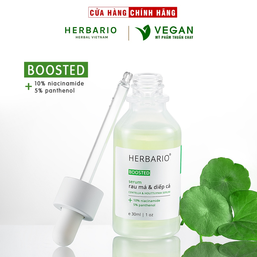 Bản tăng cường - BOOSTED Serum Rau má & Diếp cá Herbario 30ml sạch mụn, thuần chay