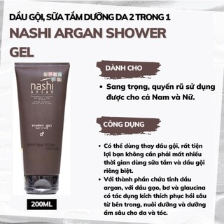 Dầu gội, sữa tắm dưỡng da 2 trong 1 nashi argan shower gel 200ml - nashi argan shop