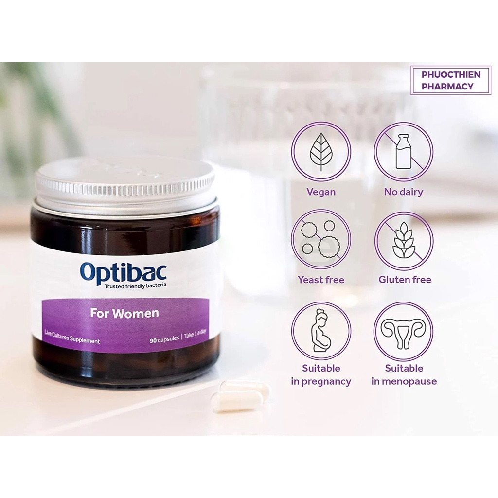 Men vi sinh Optibac For Women tím 30 viên bổ sung lợi khuẩn phụ khoa, tăng đề kháng, giảm viêm đường tiết niệu