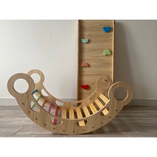 Bập bênh cầu vồng cho bé gỗ tự nhiên, bập bênh gỗ Rainbow Pikler