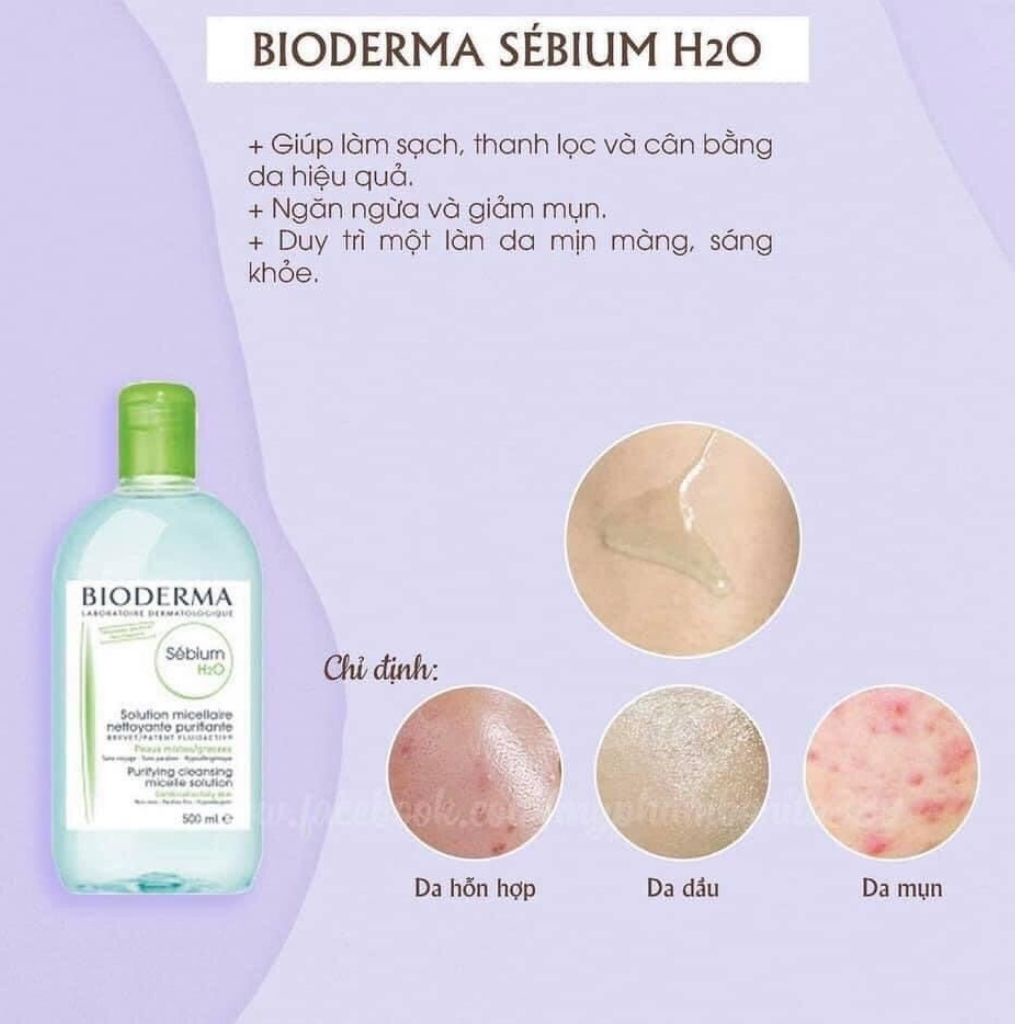 Nước Tẩy Trang Biodermal 500ml Của Pháp Chính Hãng Tẩy Trang Cho Da Dầu Mụn Và Da Nhạy Cảm Da Thường