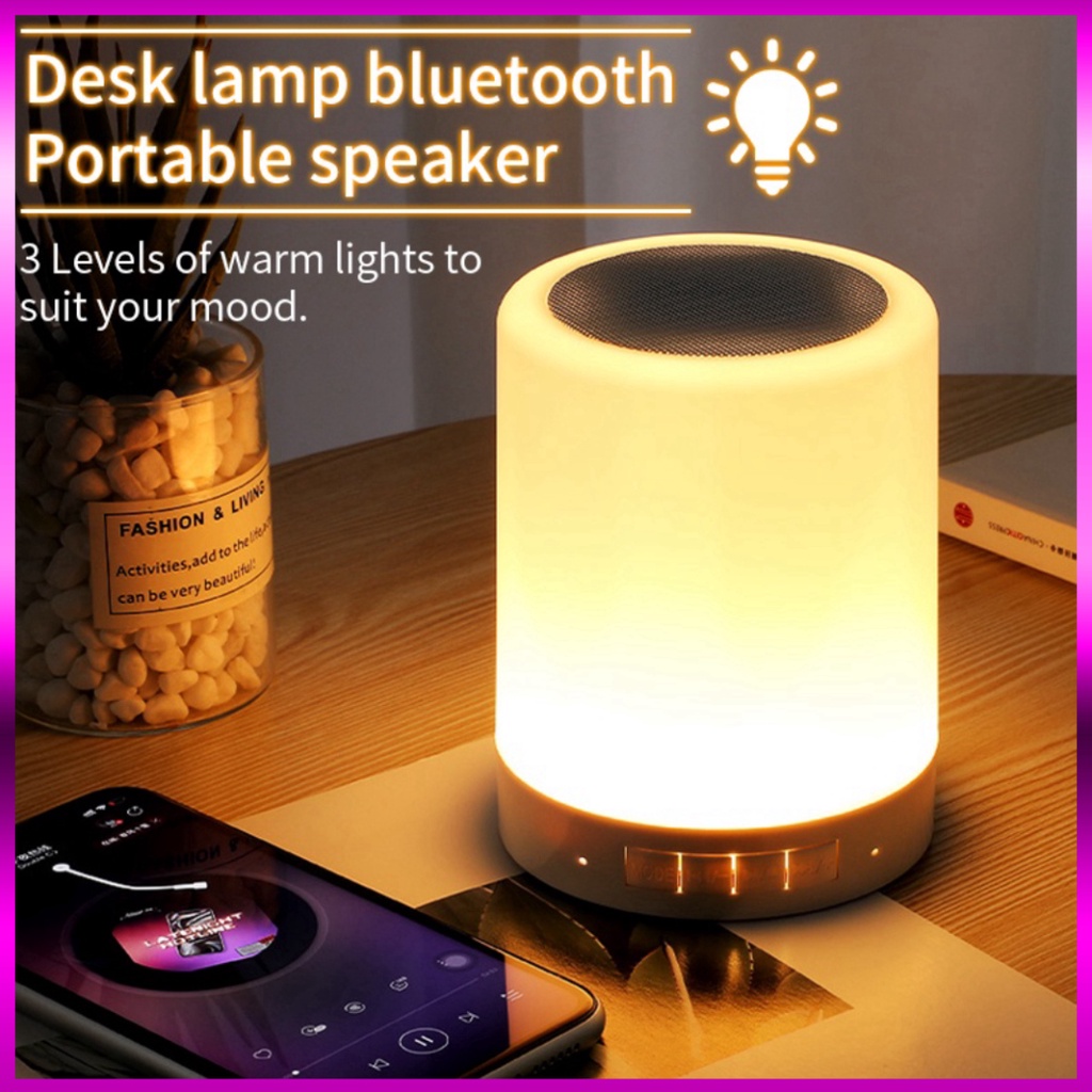 Loa Bluetooth Không Dây Kiêm Đèn Ngủ Đèn Led Cảm Ứng Đổi Màu 2 in1 Loa bluetooth cảm biến led theo nhạc Md