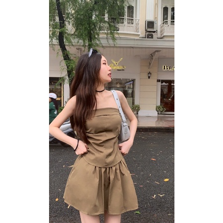 Set áo quây và chân váy ngắn có lót style ulzzang