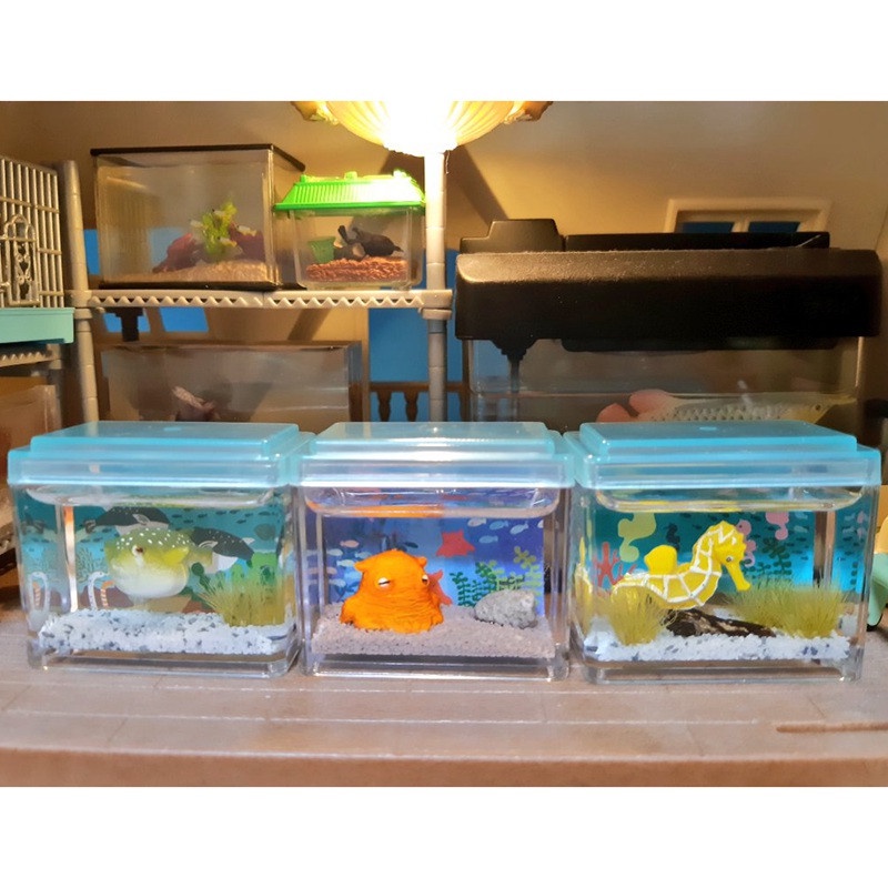 Đồ Chơi Mô Hình Bể Cá Mini 2 Sinh Vật Biển / Cá Voi / Cá Voi / Bạch Tuộc Cho Bé