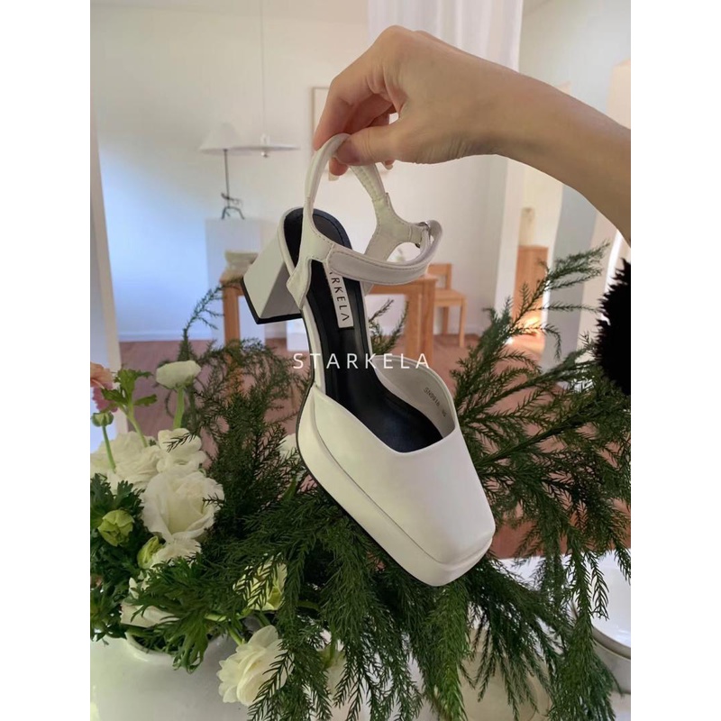 Giày Sandal Cao Gót Mũi Vuông Đế Dày Chống Thấm Nước Phong Cách Mary Jane Dành Cho Nữ