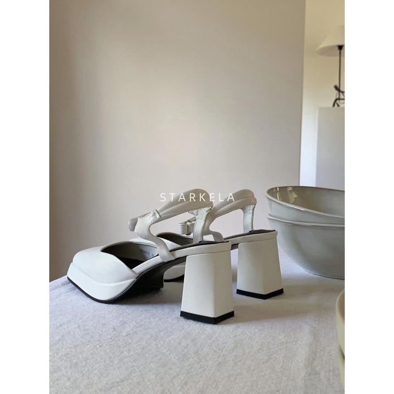 Giày Sandal Cao Gót Mũi Vuông Đế Dày Chống Thấm Nước Phong Cách Mary Jane Dành Cho Nữ