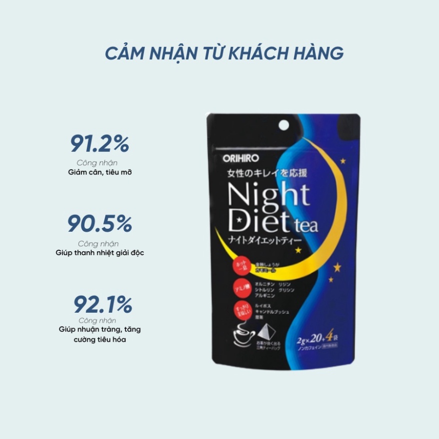 Trà giảm cân Night Diet Tea Orihiro 20 gói/túi và 24 gói/túi