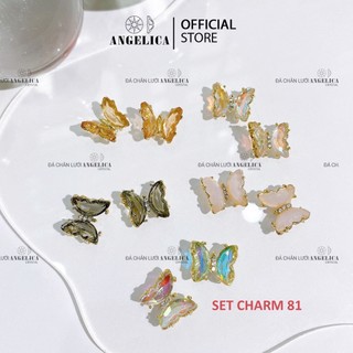 Set 10 chiếc charm đá nail kim loại ánh vàng, ánh bạc trang trí móng ANGELICA SMC81