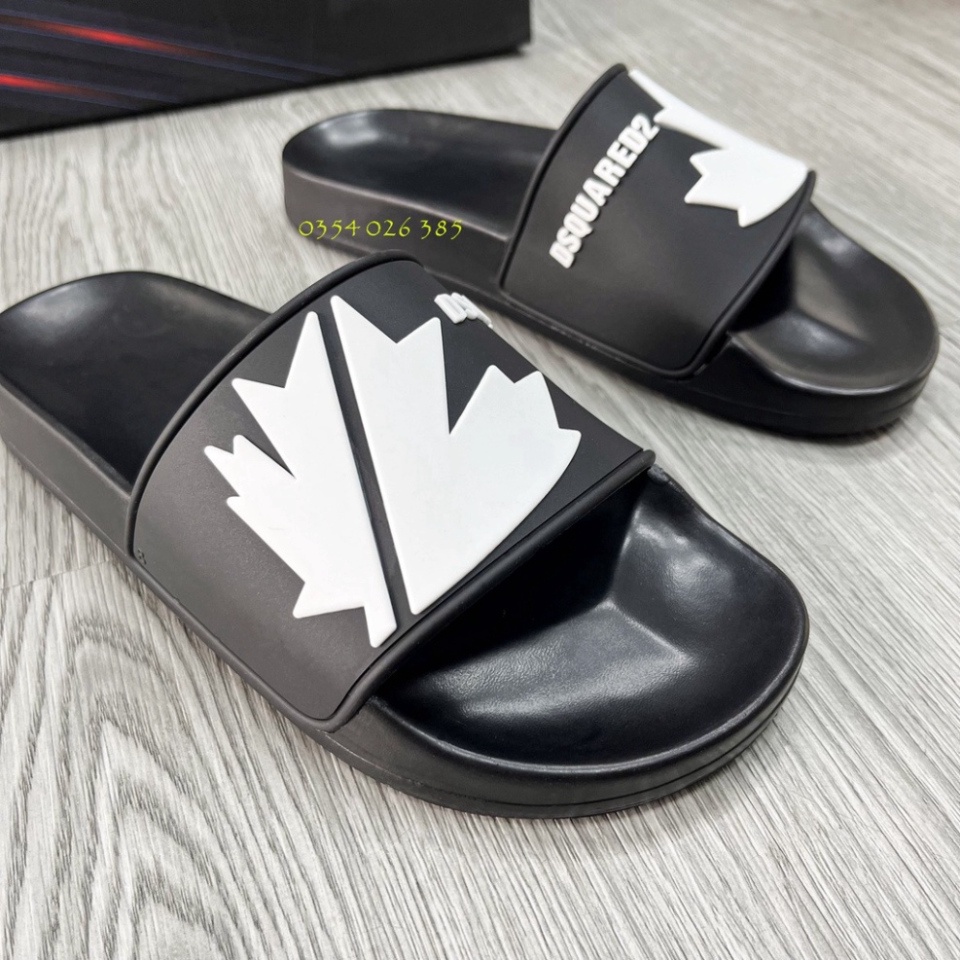 Dép Nam Quai Ngang Unisex  DSQ 2 bản mới nhất logo lá phong
