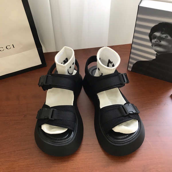 Giày Sandal Nữ Đế Dày Màu Đen Phong Cách Hàn Quốc