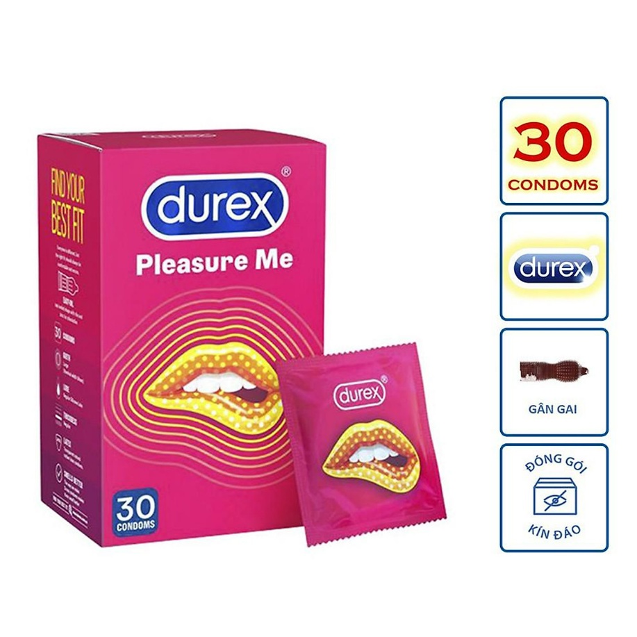 Bao cao su Durex pleasure me gân gai hộp 30 cái Extaste