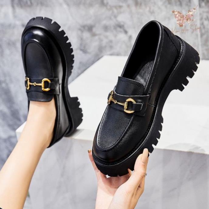 Giầy búp bê nữ da mềm quai xích đôn đế cao 4cm, giày nữ đi học ULZZANG SHOES phong cách hàn quốc