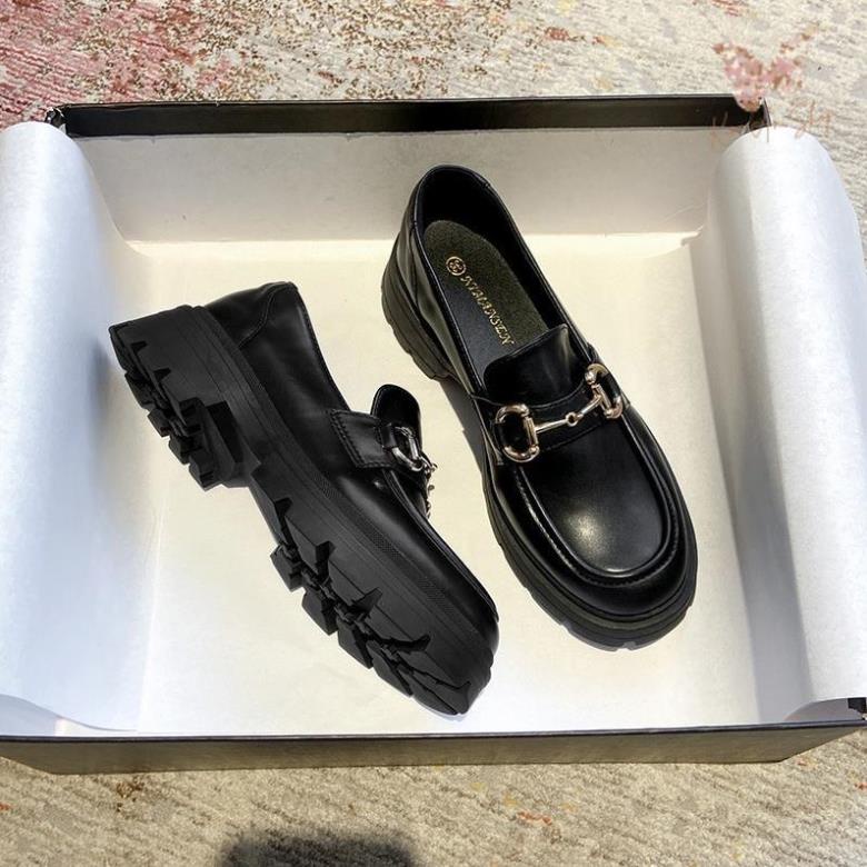 Giầy búp bê nữ da mềm quai xích đôn đế cao 4cm, giày nữ đi học ULZZANG SHOES phong cách hàn quốc