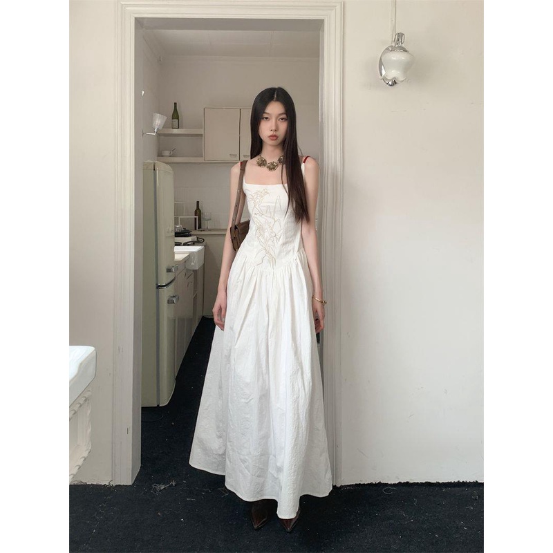 Đầm Hai Dây Dáng Dài Thêu Họa Tiết Phong Cách Trung Hoa Thời Trang Mùa Hè 2023 Mới
