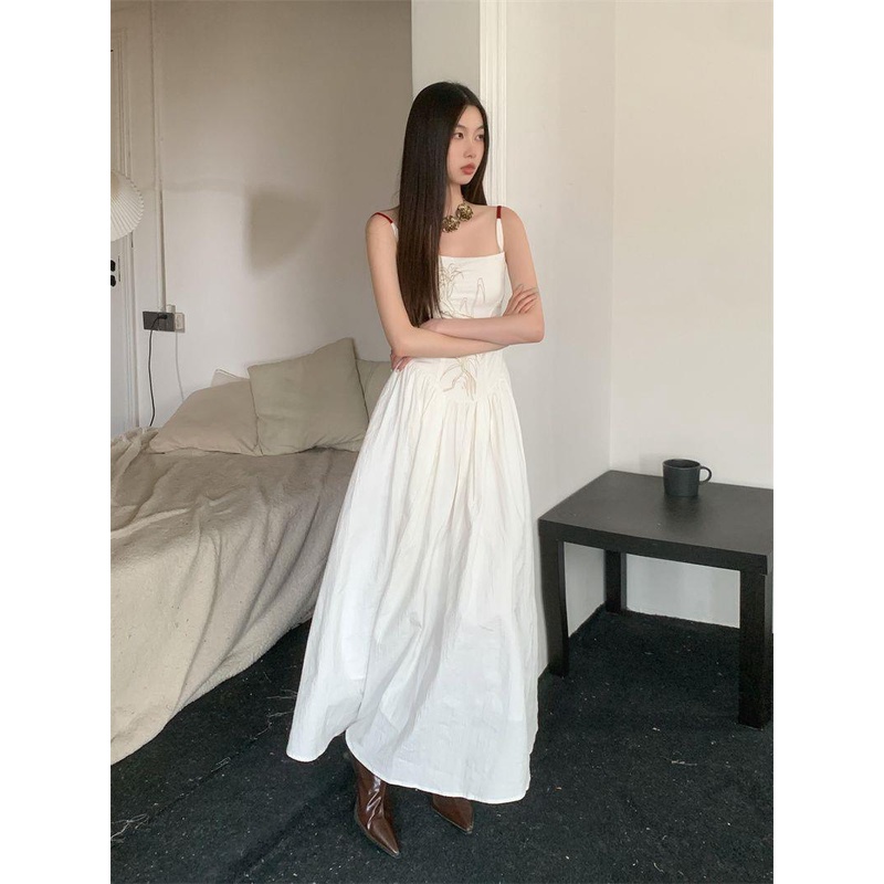 Đầm Hai Dây Dáng Dài Thêu Họa Tiết Phong Cách Trung Hoa Thời Trang Mùa Hè 2023 Mới