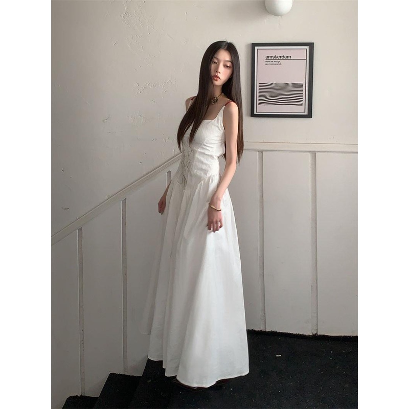 Đầm Hai Dây Dáng Dài Thêu Họa Tiết Phong Cách Trung Hoa Thời Trang Mùa Hè 2023 Mới